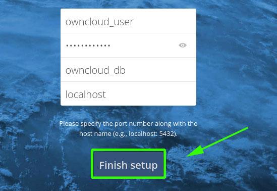 Finish OwnCloud Setup