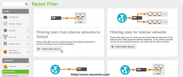 Configure Rules on Zentyal Firewall