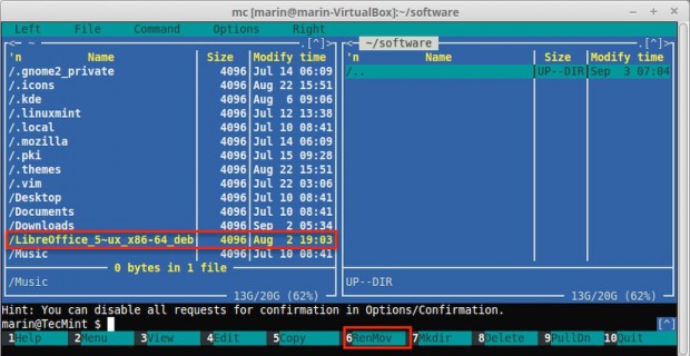 Midnight Commander Move Files