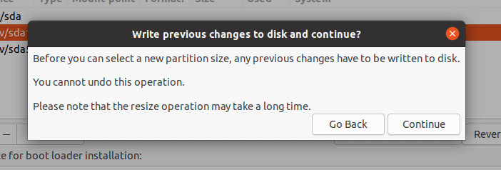 Accept Partition Changes