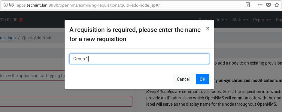 Add Requisition in OpenNMS