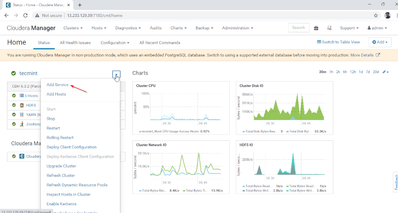 Add Service in Cloudera Manager