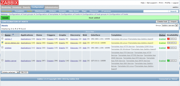 Added Linux Host to Zabbix