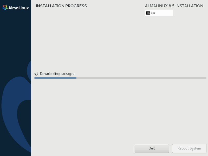 AlmaLinux Installation Progress