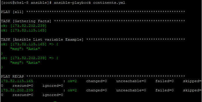 Array of Variables in Ansible