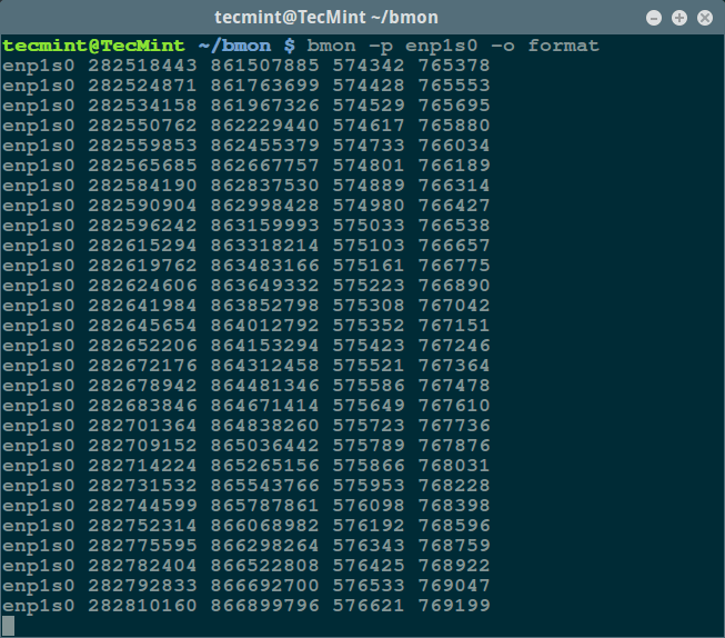 bmon - Format Output Mode