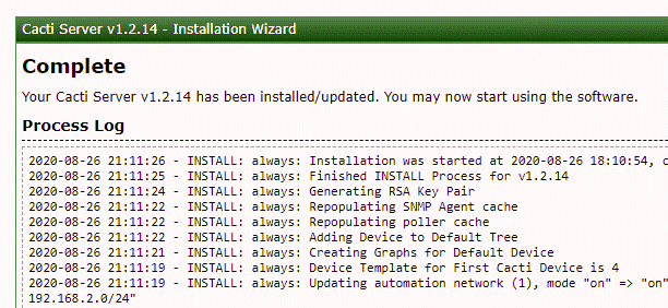 Cacti Installation Complete