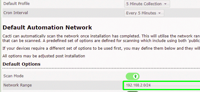 Cacti Network Settings