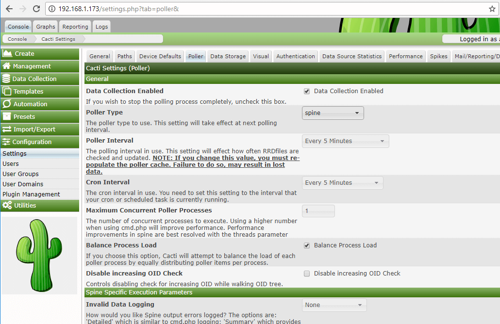 Cacti Poller Settings