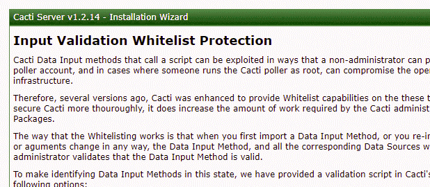 Cacti Validation Whitelist Protection