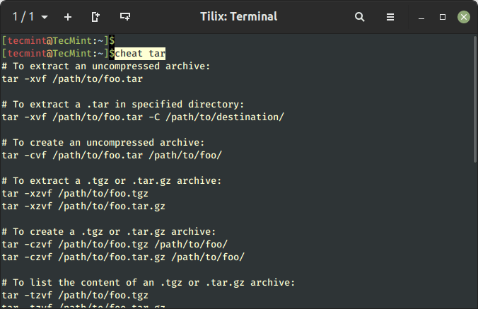 Cheat - Tar Command Usage