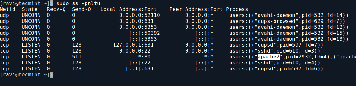 Verify Apache Listening Port