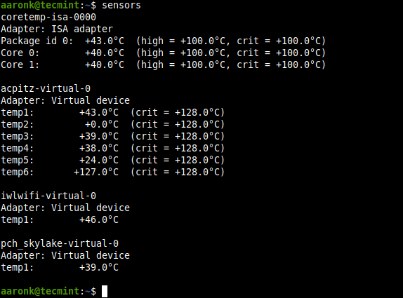 Sensors - Show CPU and GPU Temperature