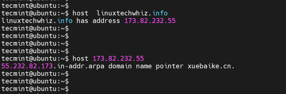 Check DNS Reverse Lookup