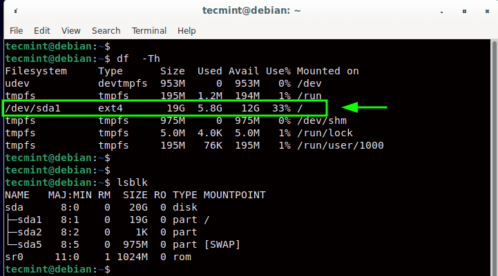 Check Linux Partition