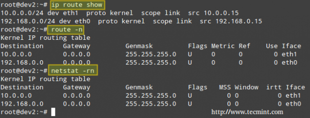 Check route in Linux