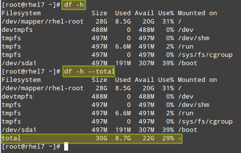 Check Linux Total Disk Usage