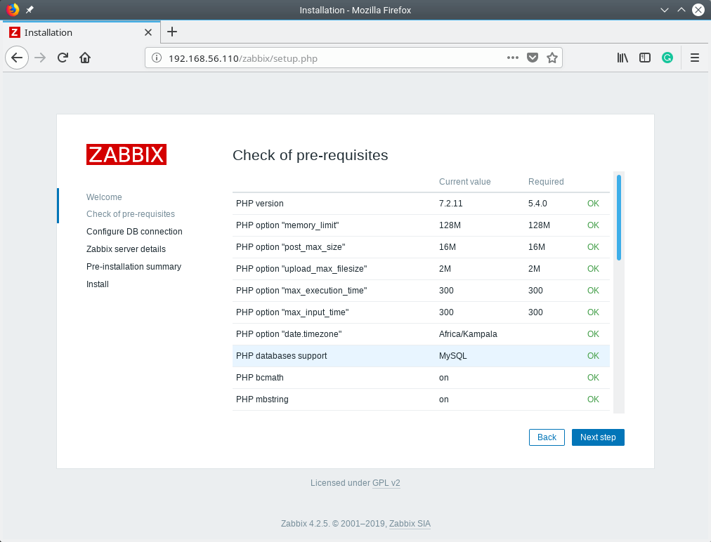 Check Zabbix Pre-requisites