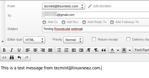 Compose Mail in Roundcube Webmail