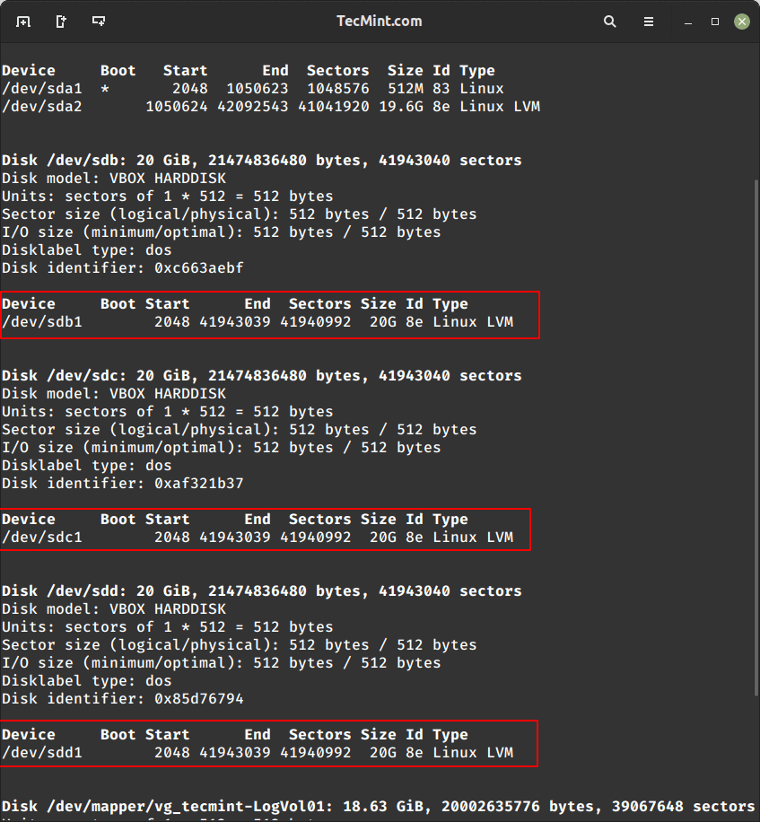 Confirm Disk Partitions