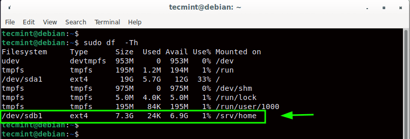 Confirm Mounted New Partition