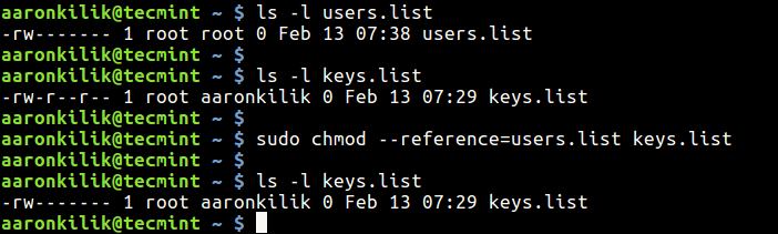 Copy File Permissions to Another File