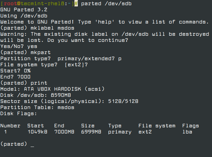 Create Device Lables and Primary Partitions