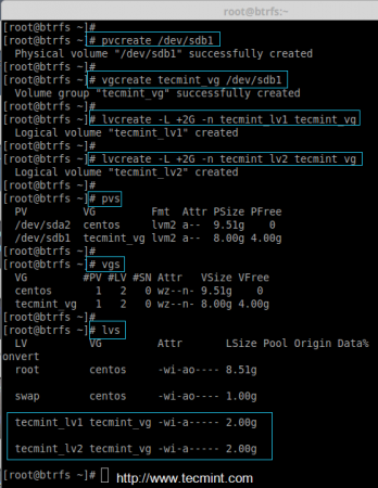 Create Logical Volumes