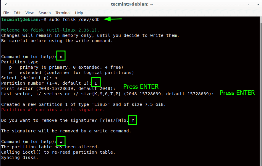 Create New Partition in Linux