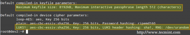 Cryptsetup Parameters