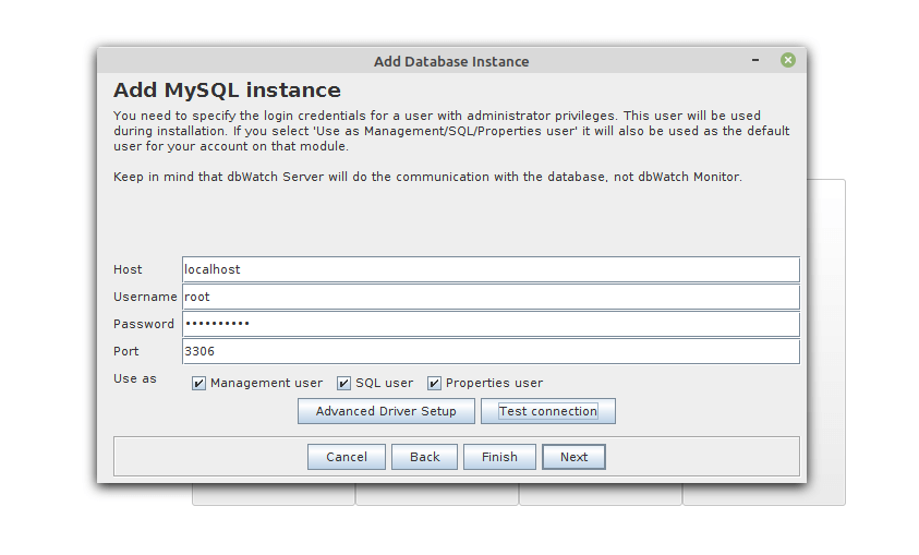 dbWatch MySQL Database Connection