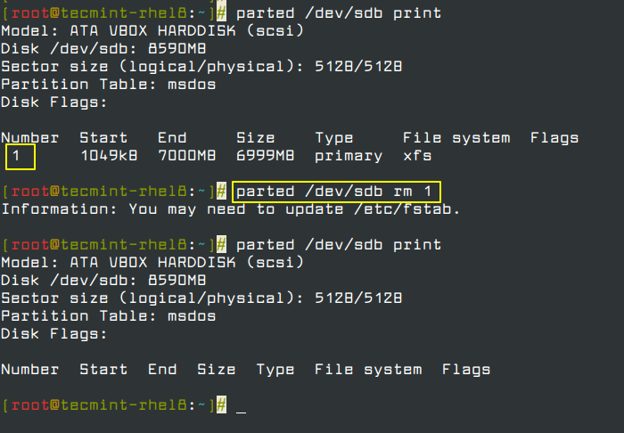 Remove or Delete Partition