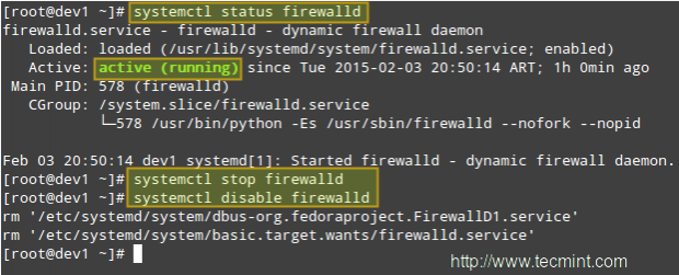 Disable Firewalld Service in CentOS 7