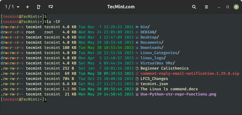 Distinguish Directories and Files in Linux