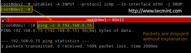 Linux Iptables Block ICMP Ping