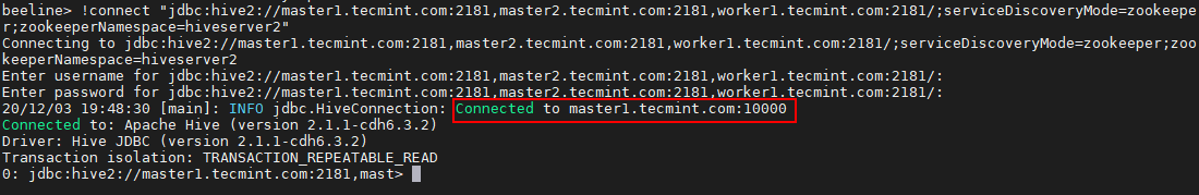 Enter JDBC Connection String