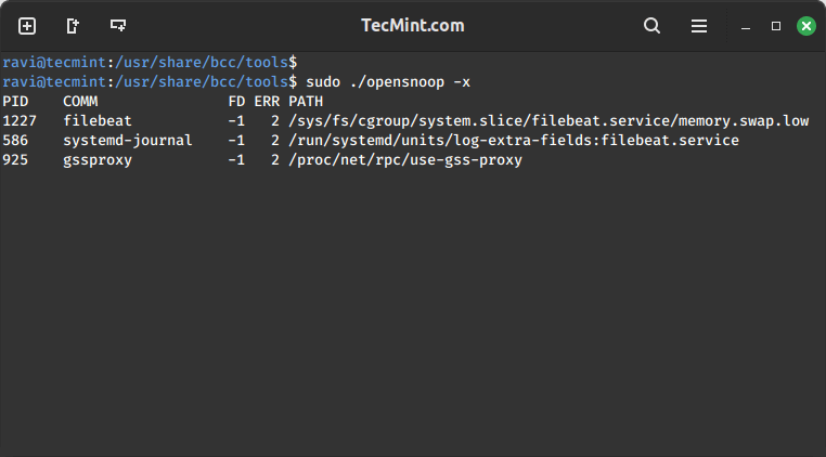 Trace Failed exec()s Syscalls