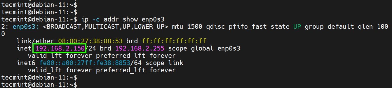 Find IP Address in Debian