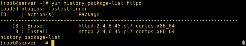 Yum - Find Package Transaction Info