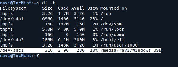 Find USB Device Mount Point