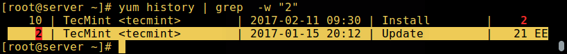 Yum - Find Package Transaction ID