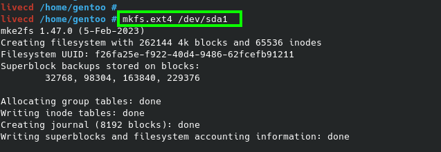 Format Boot Partition with Ext4