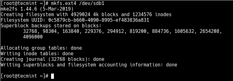 Format a New Ext4 Partition