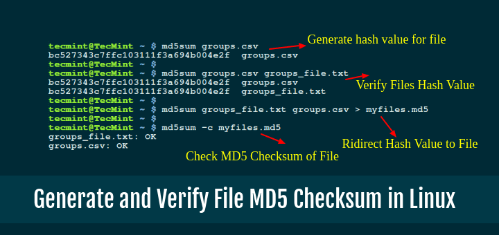 Generate and Check Files with MD5 Checksum in Linux