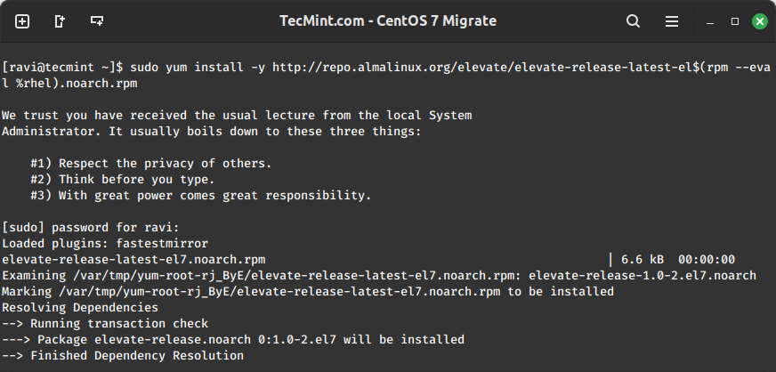 Install ELevate Repo in CentOS 7