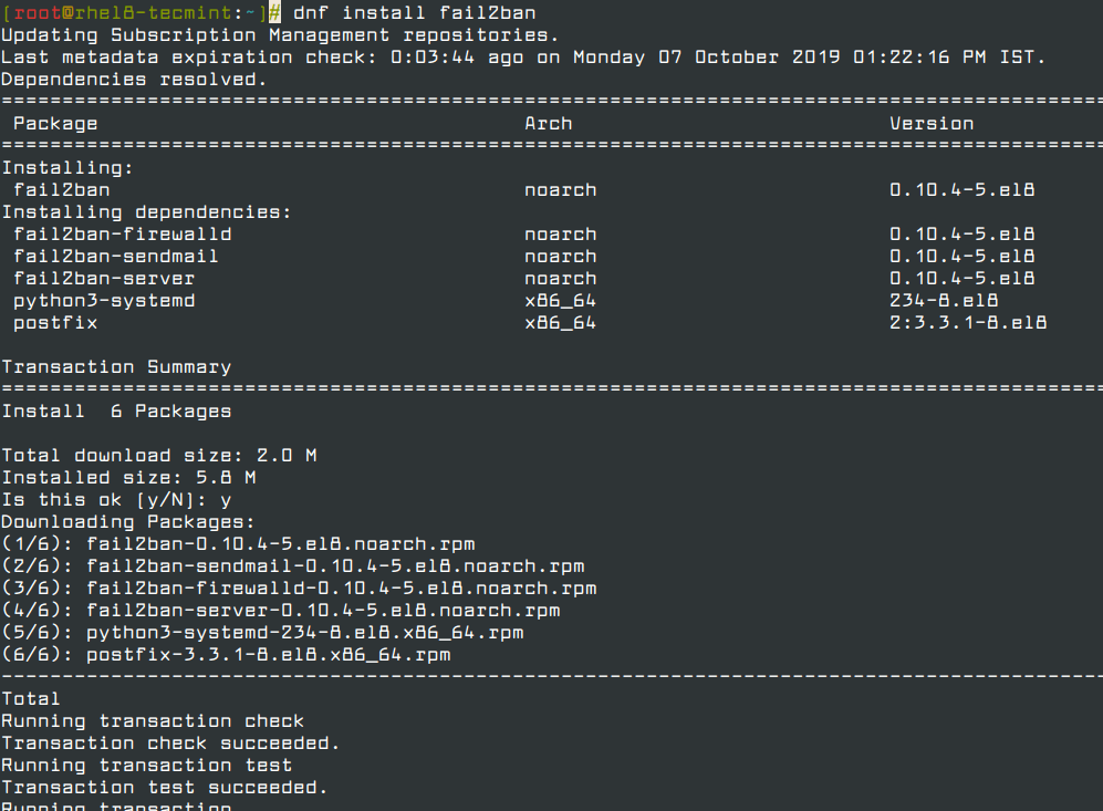 Install Fail2ban in CentOS and RHEL 8