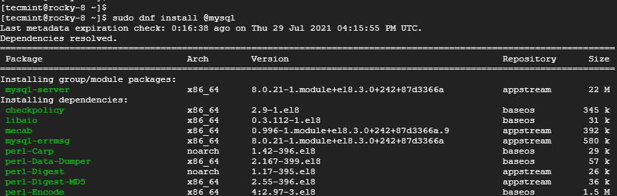 Install MySQL in Rocky Linux