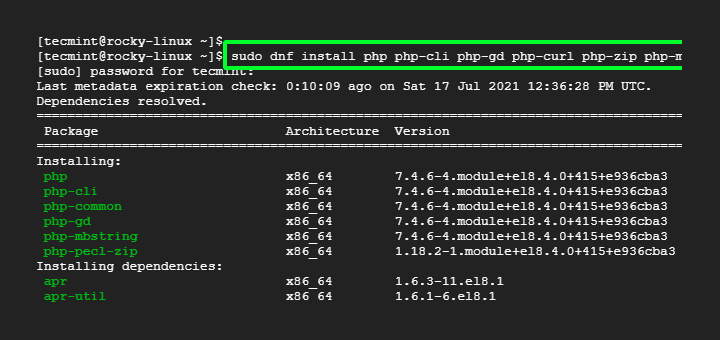 Install PHP 7.4 in Rocky Linux