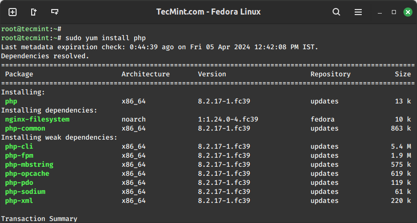 Install PHP in Linux