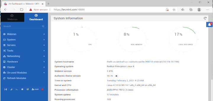 Install Webmin in RHEL 8